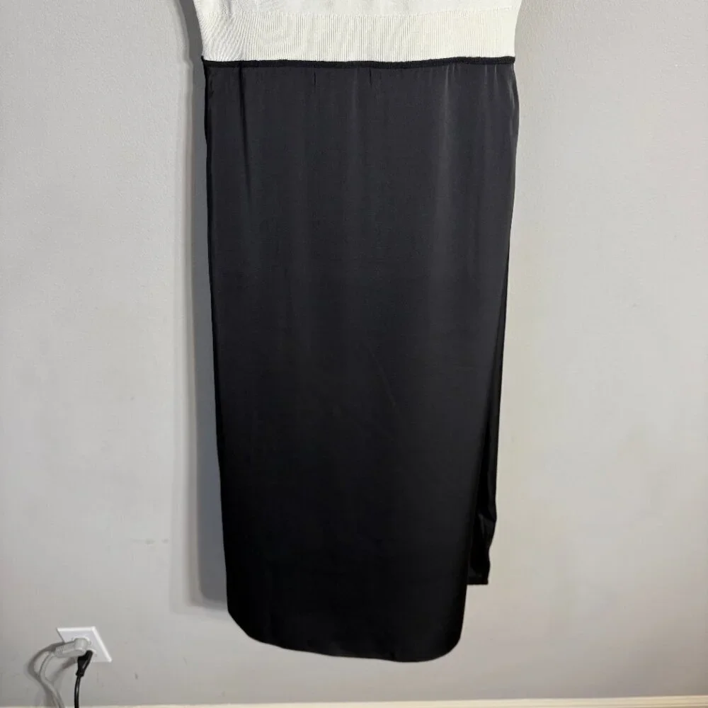 Hugo Boss Ferdola Mixed Media Midi Dress Women's XS Ivory Black Career Chic NWOT - Picture 10 of 16
